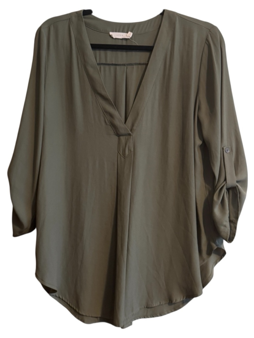 🖤5/$20 Lush Olive Green V-Neck Roll-Sleeve Blouse
